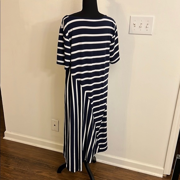 Bundle of 2 Lane Bryant Blue and White & Gray Asymmetrical High-Low Sundresses - Picture 3 of 10